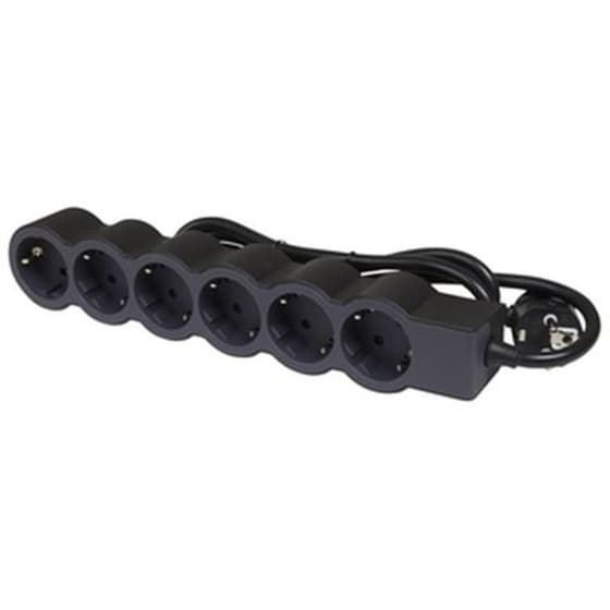 Πολύπριζο Legrand με 6 πρίζες σούκο 1.5m - Black/Grey image 0