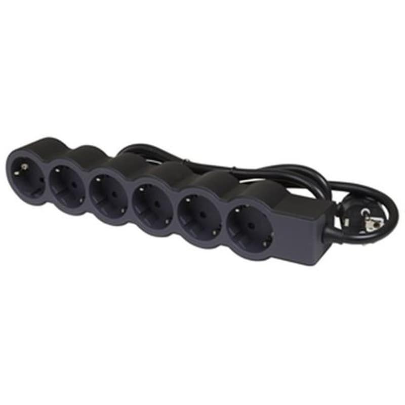 Πολύπριζο Legrand με 6 πρίζες σούκο 1.5m - Black/Grey
