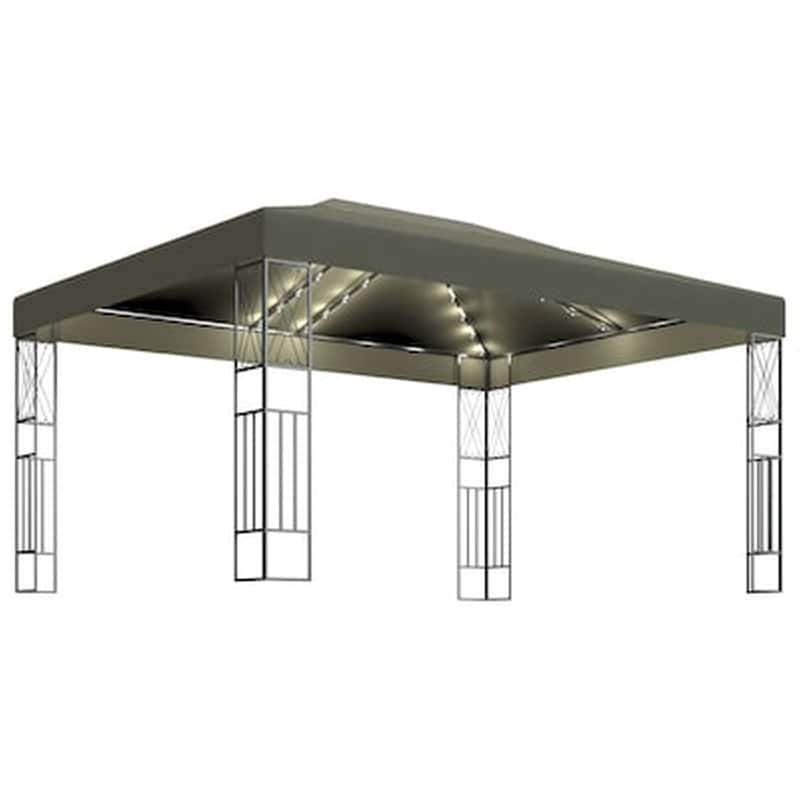 Vidaxl Κιόσκι Με Φωτάκια Taupe 3 X 4 Μ. Υφασμάτινο