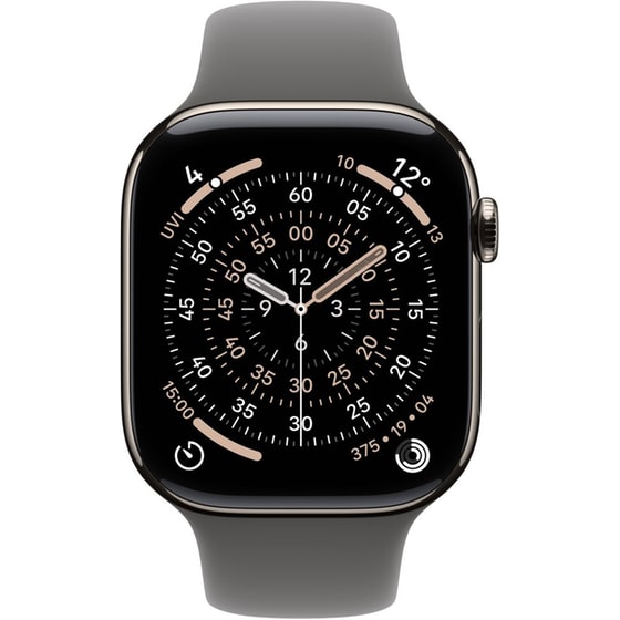 Apple Watch Series 11 GPS + Cellular 42mm Natural Titanium Case with Stone Grey Sport Band - S/M image 1