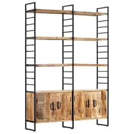 Βιβλιοθήκη VidaXL από Μέταλλο με 2 Πόρτες 124x30x180 cm - Φυσικό/ Μαύρο