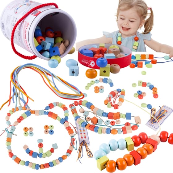 Παιχνίδι Λεπτής Κινητικότητας/χειροτεχνίας Με Ξύλινες Χάντρες image 0