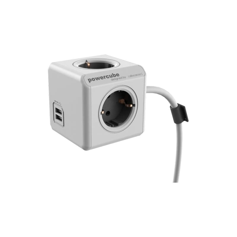 Powercube Extended USB - Πολύπριζο - Λευκό-Γκρι