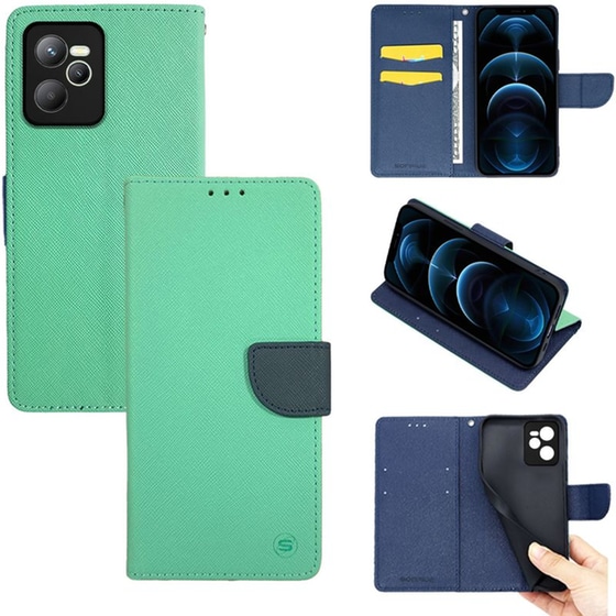 Θήκη Realme C35 - Sonique Trend Wallet  - Βεραμάν/Μπλε image 0