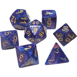Σετ Ζάρια - 7 Dice Set Lustrous Polyhedral Purple With Gold Chessex