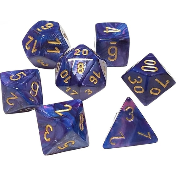 Σετ Ζάρια - 7 Dice Set Lustrous Polyhedral Purple With Gold Chessex image 0