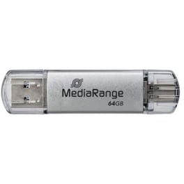 MediaRange 64GB USB 3.0 Stick με σύνδεση USB-A & USB-C Ασημί