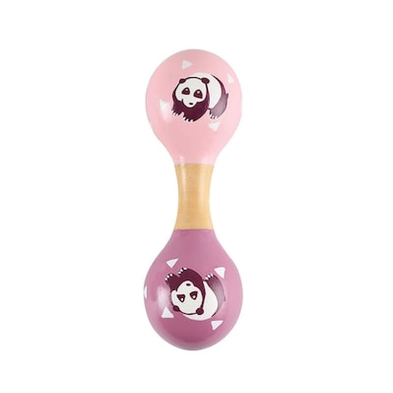 Magni Ξύλινη Διπλη Μαράκα panda Ροζ-μωβ Mgn1697p
