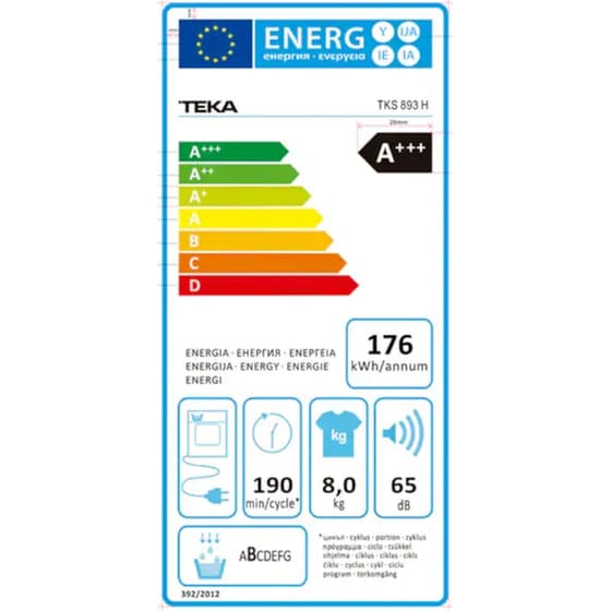 TEKA TKS 893 H Maestro 8 kg A++ με Συμπύκνωση Υδρατμών Αντλία Θερμότητας Λευκό Στεγνωτήριο Ρούχων image 2
