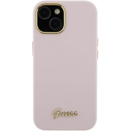 Guess “vintage Script Gold Logo Collection” Σκληρή Θήκη Προστασίας Από Σιλικόνη – Apple Iphone 15 (ροζ  – Guhcp15ssmbslp)