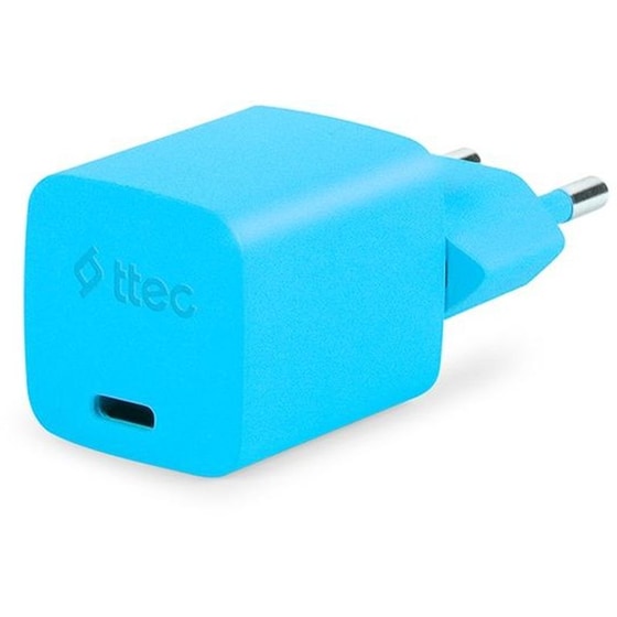 Φορτιστής Πρίζας Ttec 2SCG20LNM 20W με Καλώδιο USB-C σε Lightning - Neon Blue image 2