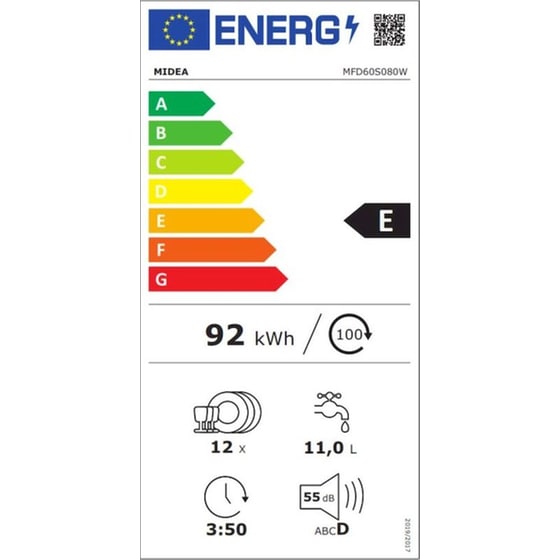 MIDEA MFD60S080W για 12 Σερβίτσια Λευκό Πλυντήριο Πιάτων image 8