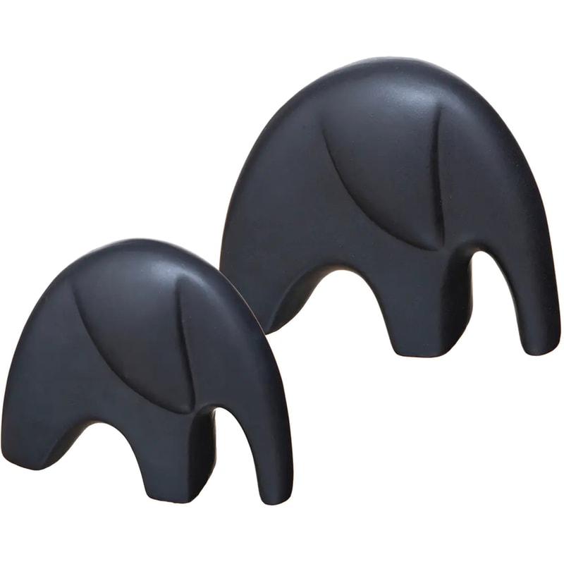 ATMOSPHERA Διακοσμητικές Φιγούρες Atmosphera Elephants Κεραμικά 2Τμχ - Μαύρο
