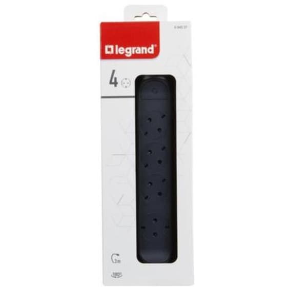 Πολύπριζο Legrand με Διακόπτη 4 θέσεων με δυνατότητα περιστροφής 3m - Black image 1