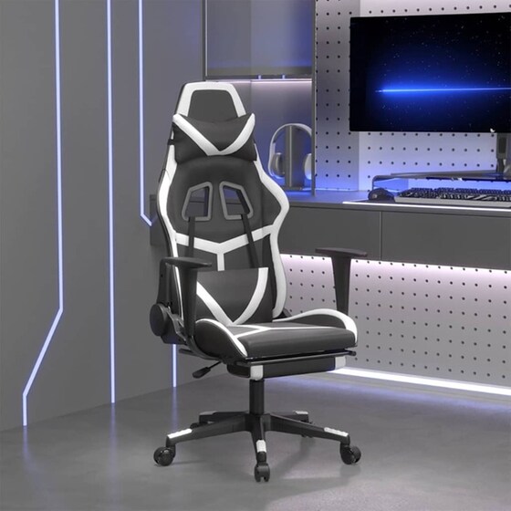 Καρέκλα Gaming VIDAXL 345439 με Υποπόδιο από Τεχνητό Δέρμα - Μαύρη image 9