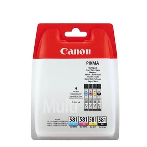 Canon CLI-581 Κυανό / Ματζέντα / Κίτρινο / Μαύρο Πακέτο 4 Μελανιών Εκτυπωτή 2103C004 image 0