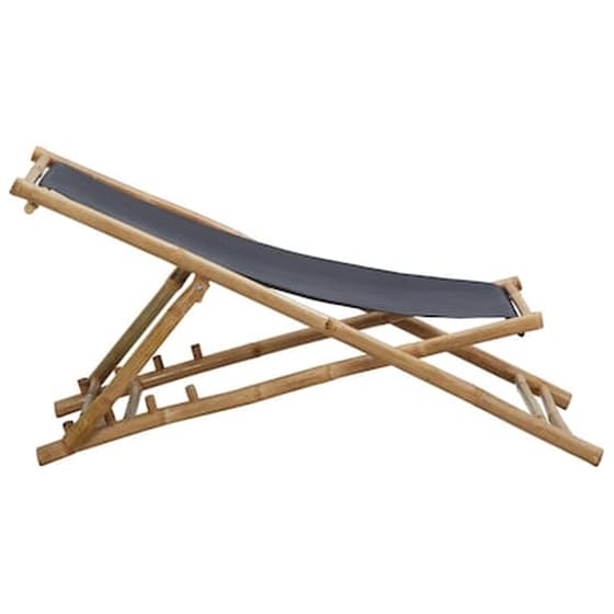 Σεζλόνγκ VidaXL Πτυσσόμενη από Μπαμπού/Καραβόπανο 60x108-123x62-93 cm - Γκρι image 3