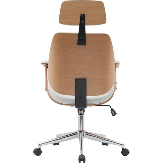 Καρέκλα Γραφείου Διευθυντή ArteLibre Milius από Δερματίνη & Plywood - Λευκή/ Καφέ image 3