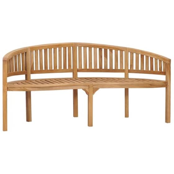 Παγκάκι VidaXL με Καμπυλωτή Πλάτη από Μασίφ Ξύλο Teak 180x66x86 cm - Καφέ image 0