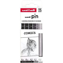 Μαρκαδόρος Σχεδίου Uni Comics Deep Black (5 Τεμάχια)