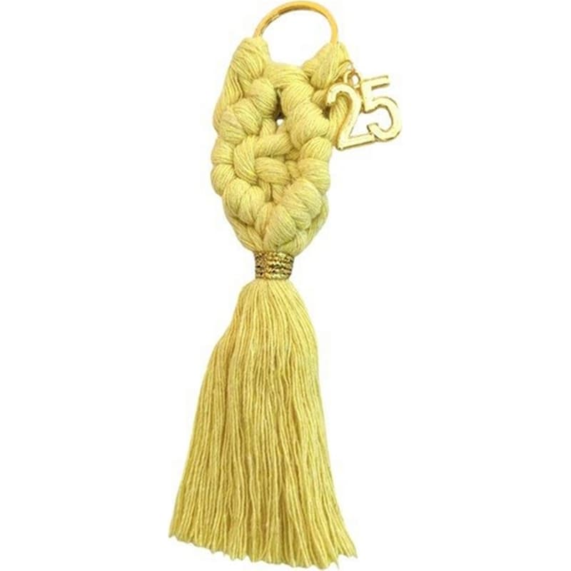 FEELBOHO Κρεμαστό Χριστουγεννιάτικο Feelboho Γούρι Μπρελόκ 2025 Μακραμέ Κίτρινο