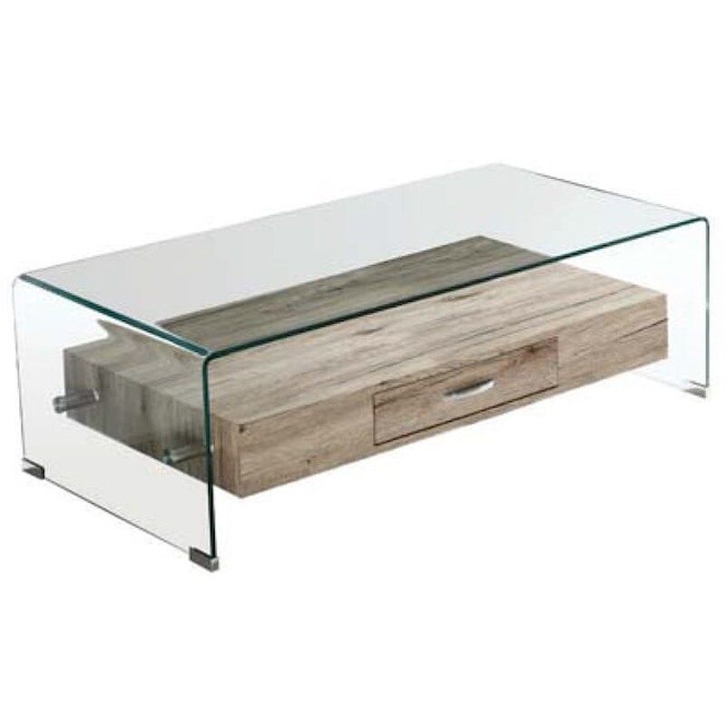 WOODWELL Τραπεζάκι Σαλονιού Woodwell από Γυαλί 110x55x35cm - Διαφανές