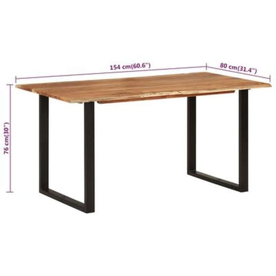 Τραπεζαρία Vidaxl από Μασίφ Ξύλο Ακακίας 160x80x76 cm - Μαύρο/Καφέ image 3