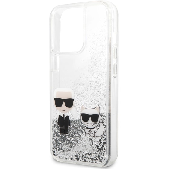 Θήκη Apple iPhone 13 Pro Max - Karl Lagerfeld Transparent Hard Case Karl+Choupette - Clear/Glitter Silver image 1