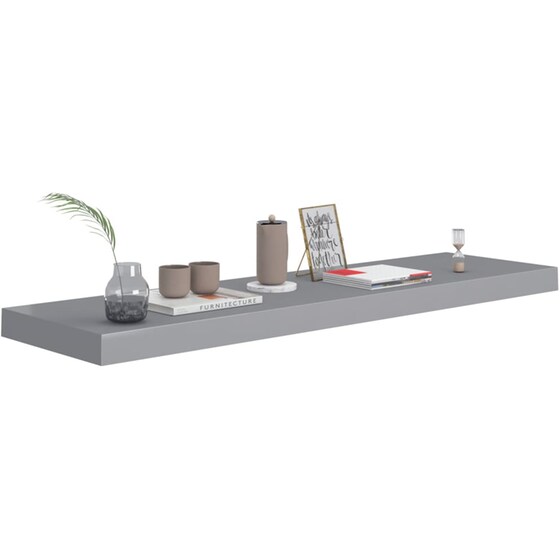 Ράφια Τοίχου VidaXL από MDF 90x23.5x3.8 cm 2 Τμχ - Γκρι image 6