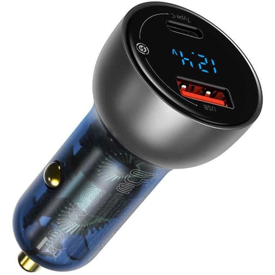 Φορτιστής Αυτοκινήτου Baseus 65W USB + Type-C - Ασημί image 1