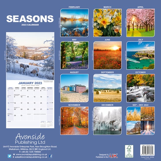 Ημερολόγιο Τοίχου Avonside 2023 Μηνιαίο 12Μ 30 x 30 Seasons image 2