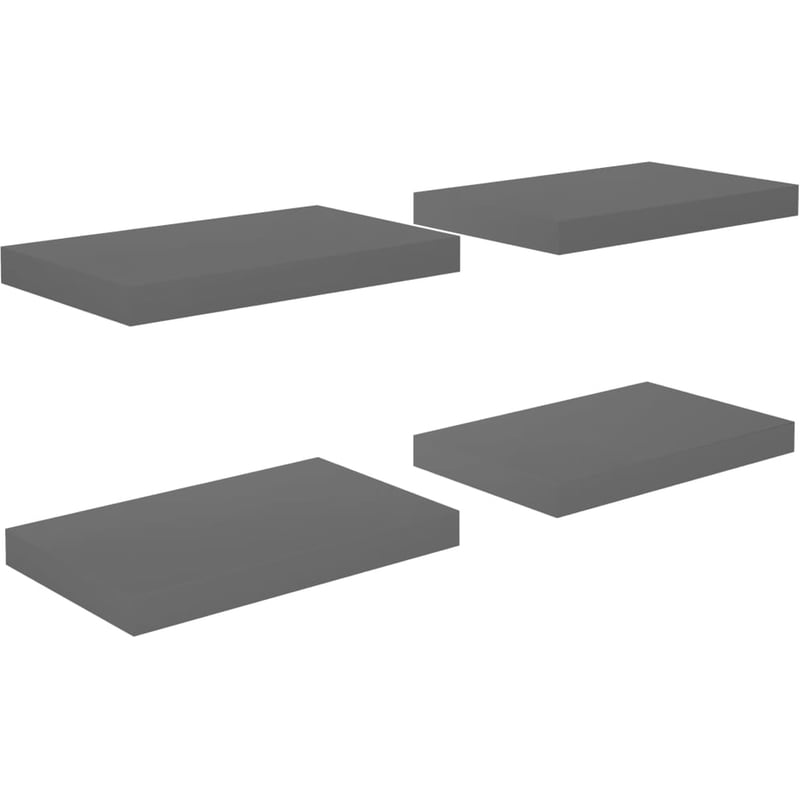 Ράφια Τοίχου VidaXL από MDF 40x23x3.8 cm 4 Τμχ - Γκρι