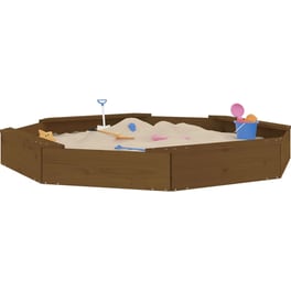VidaXL Αμμοδόχος με Καθίσματα Οκτάγωνη 159.5x159.5x20cm Ξύλινη - Μελί