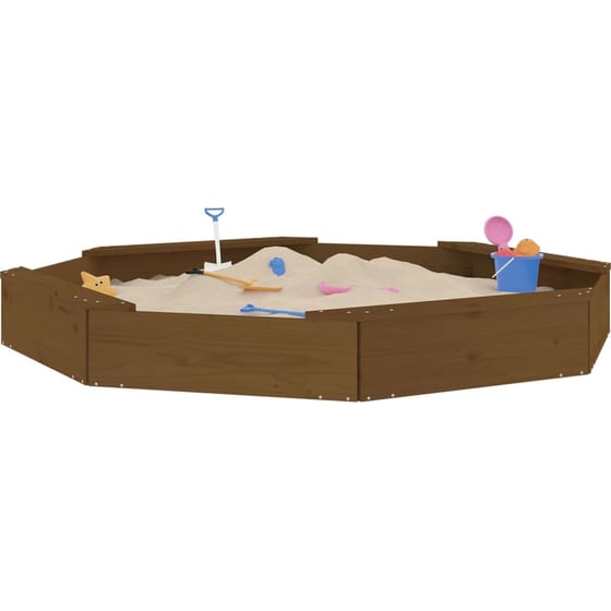 VidaXL Αμμοδόχος με Καθίσματα Οκτάγωνη 159.5x159.5x20cm Ξύλινη - Μελί image 0