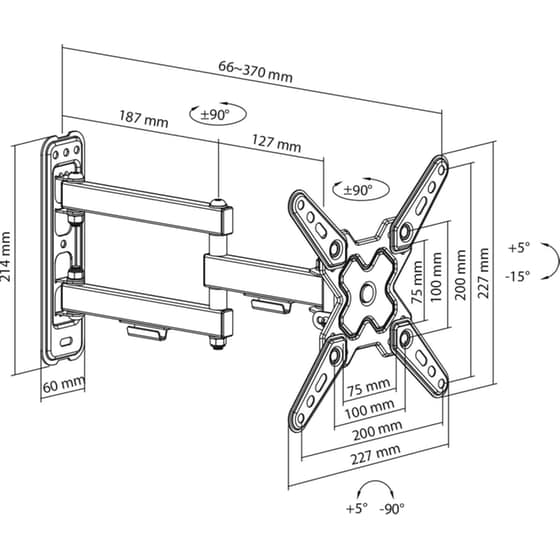 Βάση Τηλεόρασης Επιτοίχια Sbox LCD-223-2 με Βραχίονα 13" - 43" έως 20 kg image 6