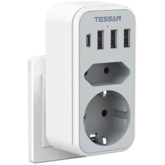 Πρίζα ρεύματος τοίχου TESSAN TS-328-DE-C με θύρες AC, USB-A, USB-C image 0