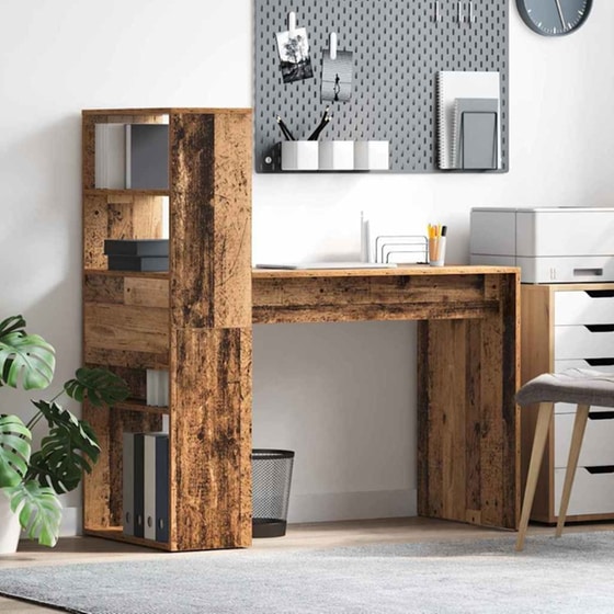 Γραφείο VidaXL από Επεξεργασμένο Ξύλο 113x54x120 cm - Παλιό Ξύλο image 1