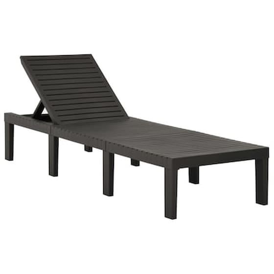 Ξαπλώστρα VidaXL με Μαξιλάρι Πλαστική 195x65x32 - Ανθρακί image 2
