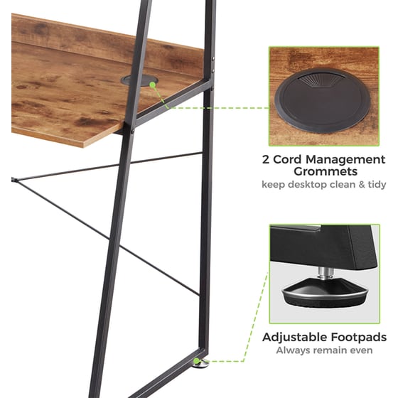 Γραφείο Βιβλιοθήκη Eureka Ergonomic από Μοριοσανίδα 120x57.7cm - Καφέ image 3
