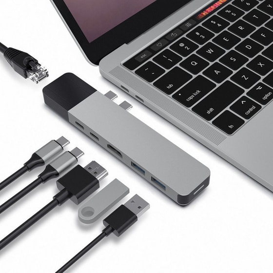 USB Hub Targus GN28N Dual USB-C με  6 θύρες - Γκρι image 1
