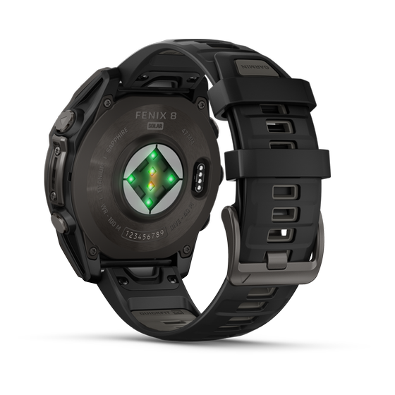 Smartwatch Garmin Fenix 8 Solar 47mm - Sapphire, Carbon Gray DLC Titanium with Black/Pebble Gray Silicone Band image 5