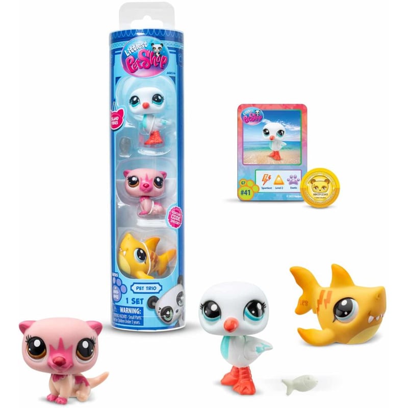 BASIC FUN Basic Fun Littlest Pet Shop Collector Set 3 Φιγούρες Σε Σωλήνα Island Vibes Trio ( Otter 43, Seagul 41 And Shark 42) (00556)