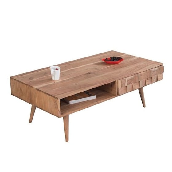 Τραπεζάκι Σαλονιού Woodwell από Ξύλο Ακακίας 117x60x40cm - Καφέ image 0