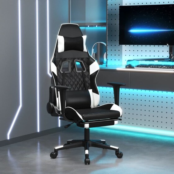 Καρέκλα Gaming VIDAXL 3143769 με Υποπόδιο από Τεχνητό Δέρμα - Μαύρο image 8