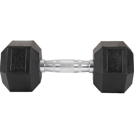 Βαράκι Εξάγωνο 10kg Amila Rubber Cover Class A 84539 από Χυτοσίδηρο - Μαύρο image 1
