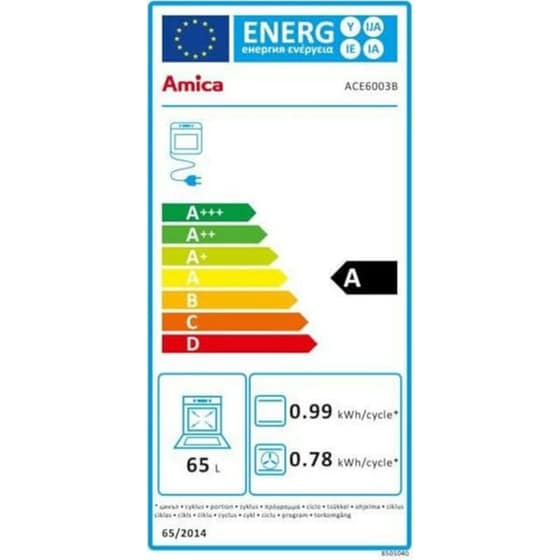 AMICA ACE6003B 65 Lt Λευκό Ηλεκτρική Κουζίνα Εμαγιέ image 3