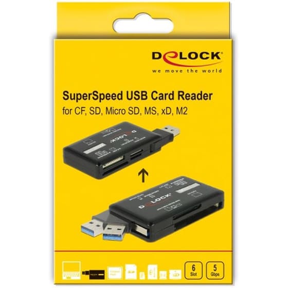 Delock Card Reader Usb 3.2 91758 Για Cf/sd/micro Sd/ms/m2/xd, Μαύρο image 2