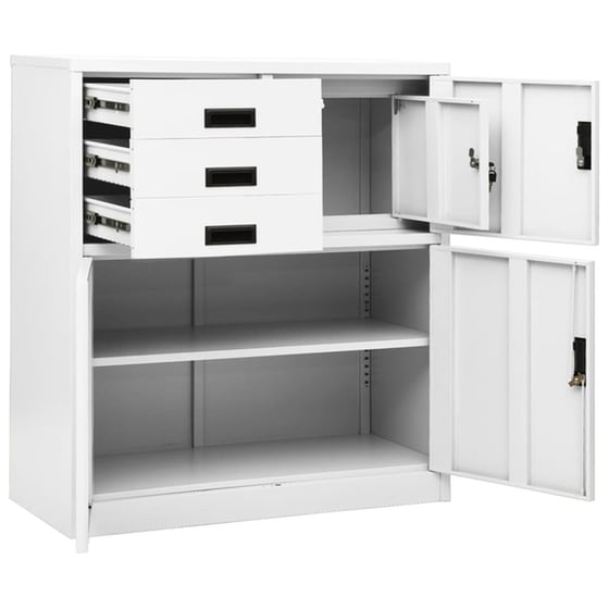 Ντουλάπι Γραφείου VidaXL από Ατσάλι 90x40x102 cm - Λευκό image 5