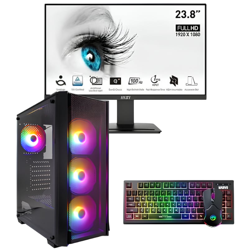 Desktop Vengeance Riddler-V14 (Ryzen 7-5700/16GB /512GB SSD /Radeon RX 7600/FreeDOS Gaming PC) + 23.8 MSI Monitor + RGB Keyboard/Mouse φωτογραφία