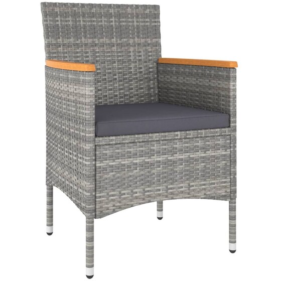 Σετ Επίπλων Bistro Κήπου VidaXL  από Συνθ. Ρατάν και Ψημένο Γυαλί 5Τμχ - Γκρι image 2